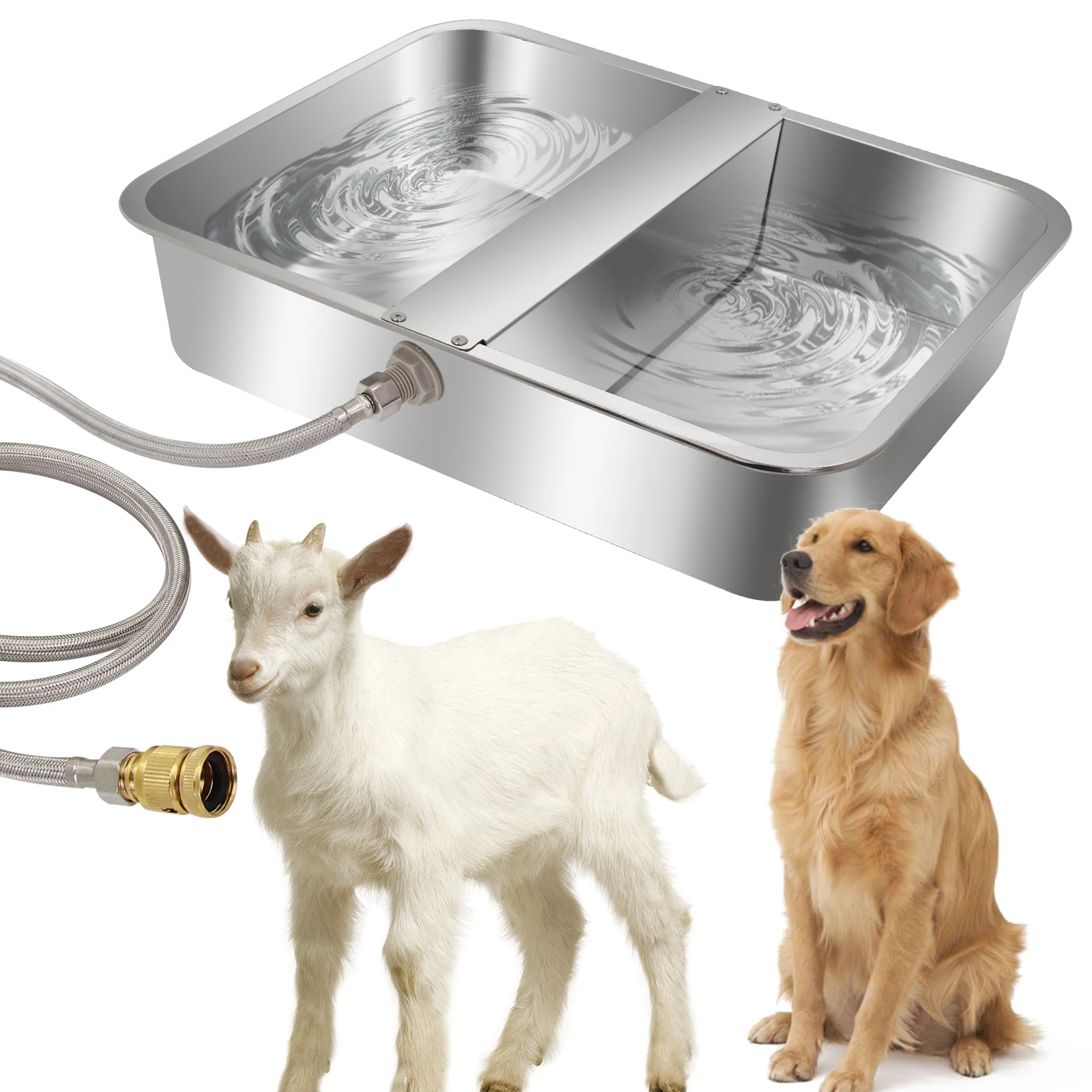 Large-Capacity 13.5L Stainless Steel Dog Water Bowl Anti-Fall Durable Dispenser Automatic Drinking Basin Feeding Basin Livestock