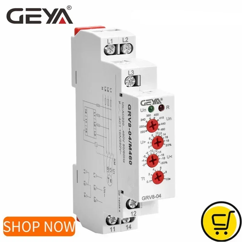 GEYA GRV8-04 05 06 08 Three Phase Voltage Control Relay Phase Sequence Phase Failure Over Voltage Undervoltage Protection