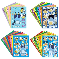 Bingo e Bluey Splicing Adesivos para Crianças, Interessante Montar Quebra-cabeça, Decoração DIY, Brinquedos dos Desenhos Animados, Presente Kids