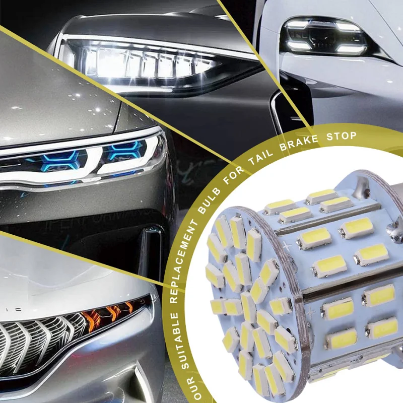 HOHO 2Pcs 6000K White 1157 50SMD Tail Brake LED Lights Bulb BAY15D 12V - Image 5