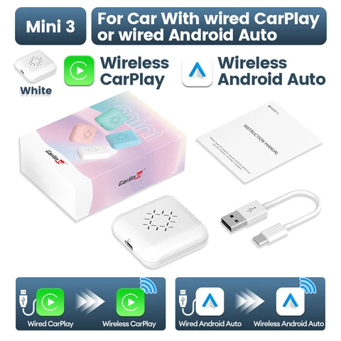 Carlinkit MINI CarPlay Box для Audi Mercedes Volvo Volkswagen и т. д., поддержка Bluetooth, беспроводное автоматическое подключение, зарядка Siri IOS15