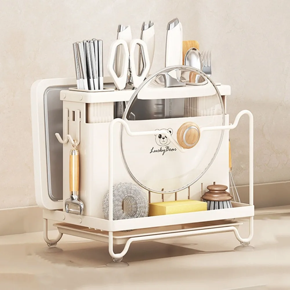 

Modern Stable Cutter Holder Anti-slip Large Capacity Chopstick Bucket Space Saving with Water Tray Cutlery Organizer for Home