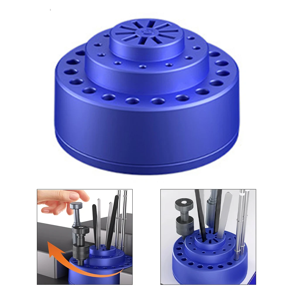 Blue Multi-hole Storage Box 360 Degree Rotating Tool Rack 360 Degree Rotation 360 Tool Organizer Workplace Organizer