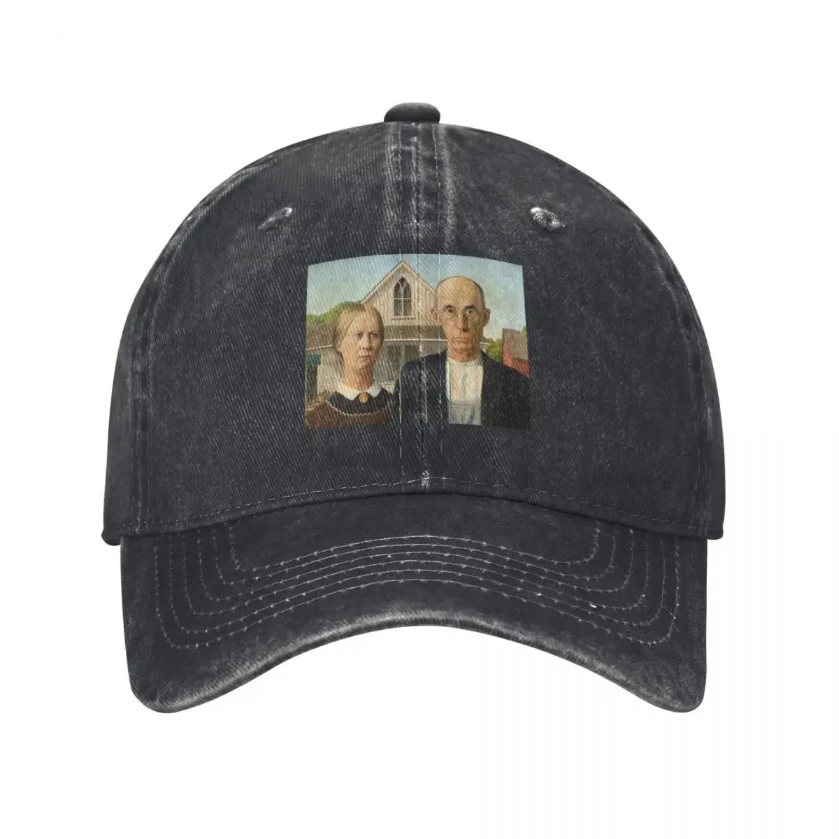 

High Res Grant Wood American Gothic 1930 Baseball Cap fishing hat western Hat Mens Hats Women's