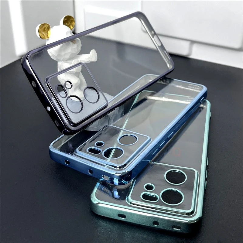 Poco C65 13 C Luxury Plating Clear Case For Xiaomi Redmi 13c 4g Mi 13t Pro 5g Silicone Transparent Bumper Back Cover Redmi13c