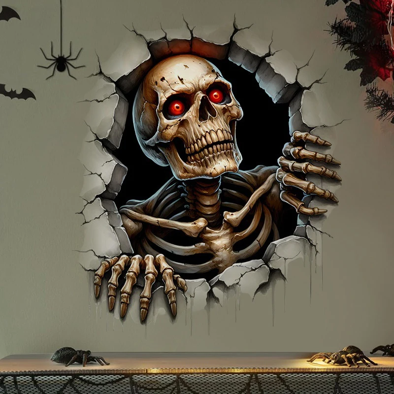 Pegatinas de pared de Halloween efecto 3D pared rota Zombies pegatinas de suelo de pared rota autoadhesivo de Pvc dormitorio sala de estar Horror