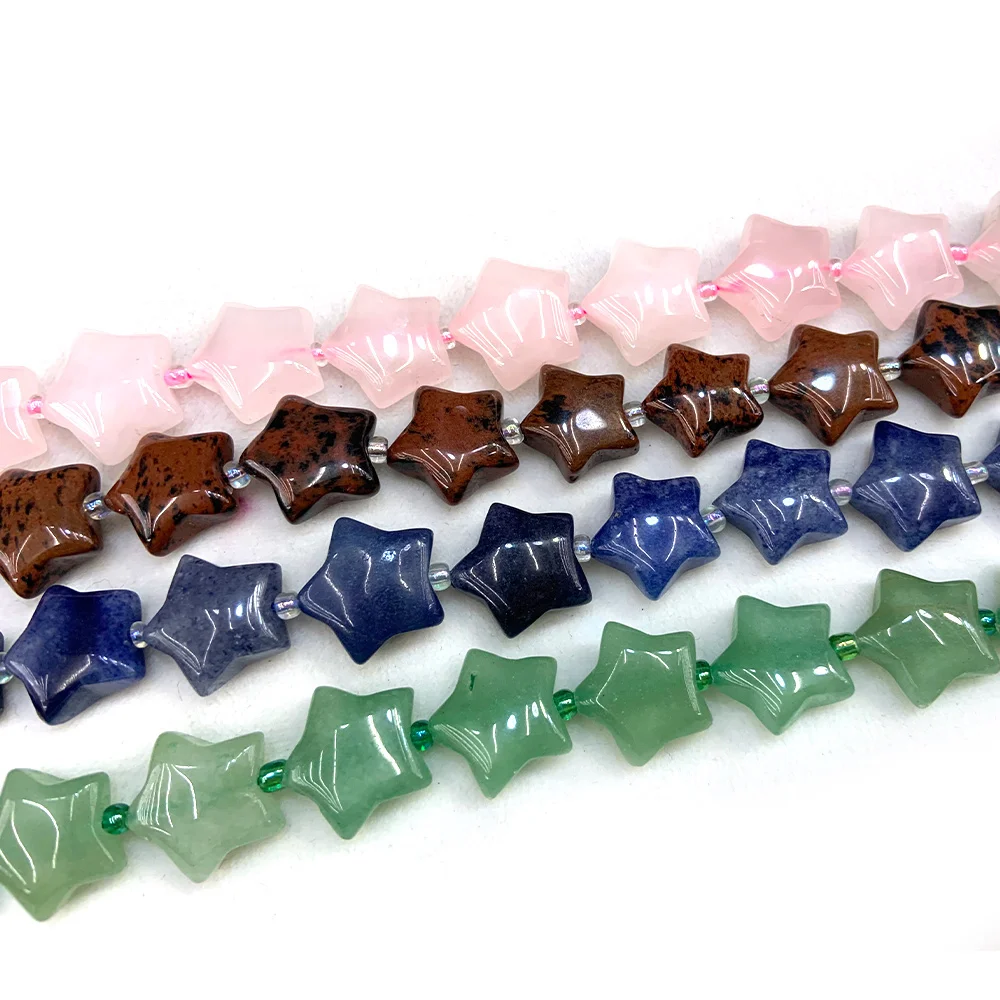 

16mm Natural Rose Quartz Obsidian Aventurine Beads 15'' Star Shape DIY Beads For Jewelry Making Beads Bracelet Necklace Gift