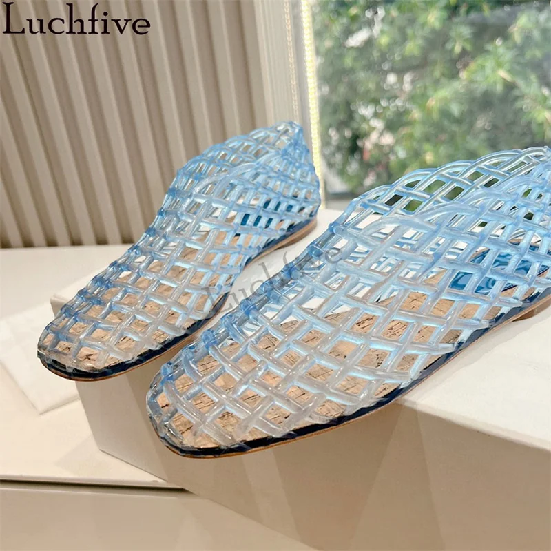 

Summer New Fishing Net PVC Hollow Flat Shoes Women Round toe Slip on Flat Shoes Woman Ethnic Style loafer Walk Flat Shoes Mujer