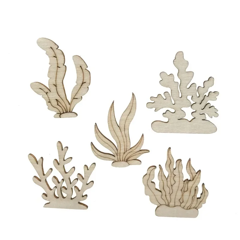

25pcs Unfinished Wooden Cutouts Ocean Plants Wooden Paint Crafts for Home Decor Ornament DIY Craft Art Project