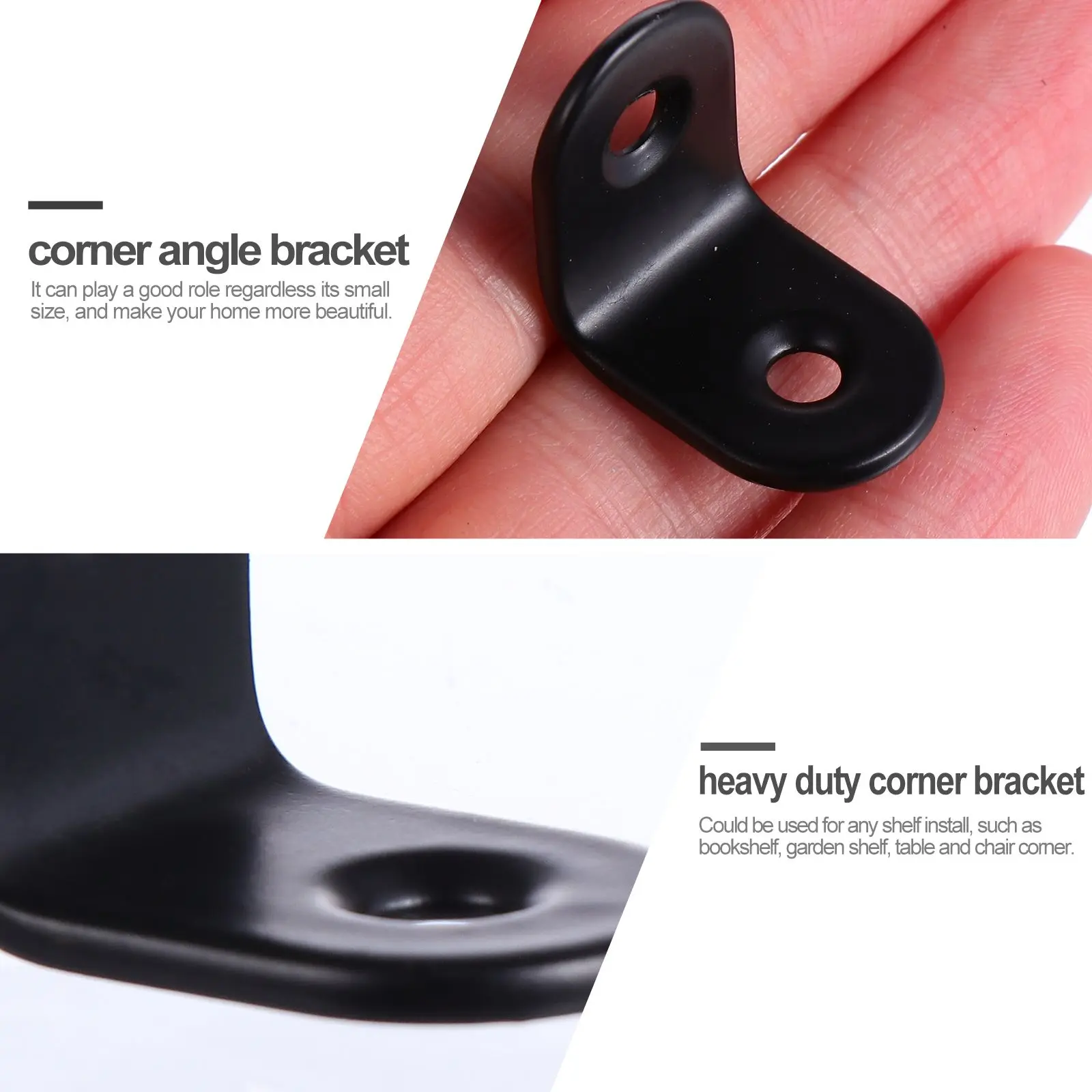 Staffe angolari in acciaio inossidabile da 30 pezzi, hardware per mensola angolare nera resistente, installazione resistente alla ruggine, scaffale da giardino