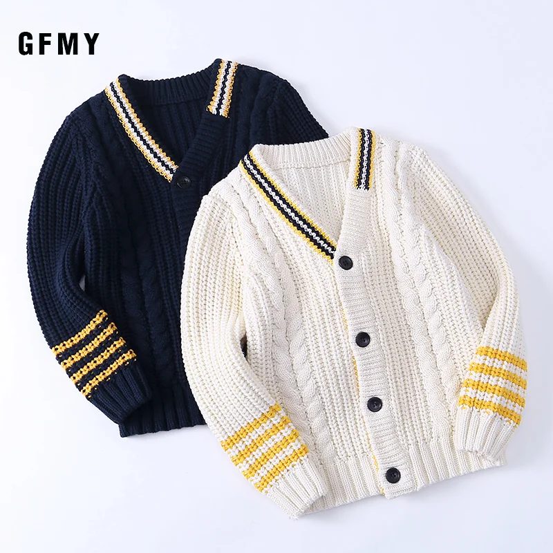 GFMY Kids Baby Boys Cardigan Coat Sweaters For School Uniform Girls Fashion Knitted Sweaters Children\'s Clothing 4-12Years Tops