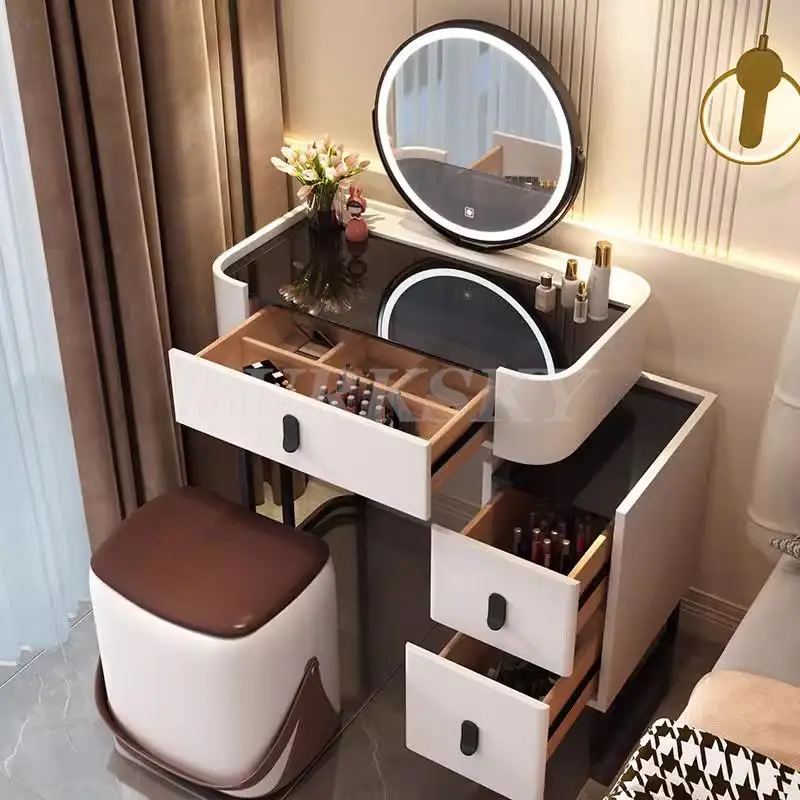 Dressing Table Dressers For Bedroom Furniture Storage Cabinet Dresser Integrated Corner Vanity With LED Mirror  70cm Length