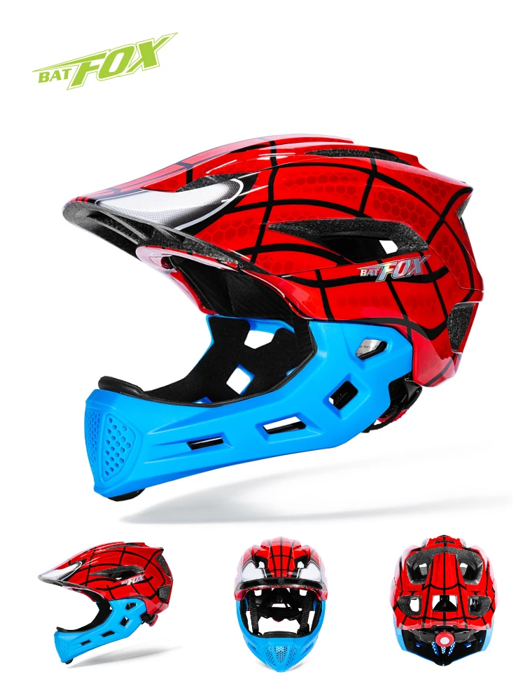 AliExpress BATFOX Children Full Face Bike Helmet Removable Chin Balance Bike Skateboard Roller Skating Safety Cap Kids Bicycle Cycling Gear
