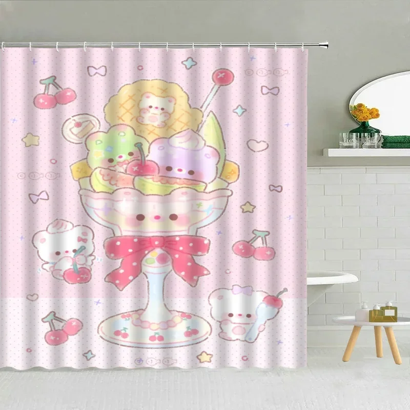 Beverage Rabbit Bathroom Accessories Waterproof Shower Curtains for Showers Bath Curtain Folding Partition Things the Bathrooms