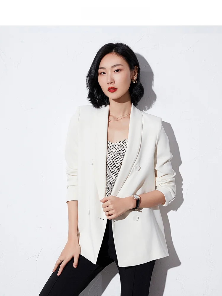 

Fashionable Commuter Women's Stylish Versatile Slimming Trendy Outerwear Annibycn Polyester Straight Cut Button Pocket