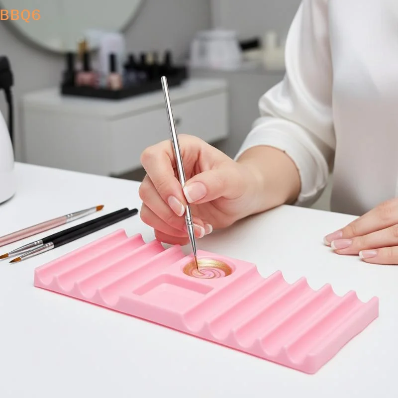*1pc Dual Form Holder Plastic 10-Compartment Brush Stand With Color Palette Nail Art Tools Storage Nail Extension Molds Holder