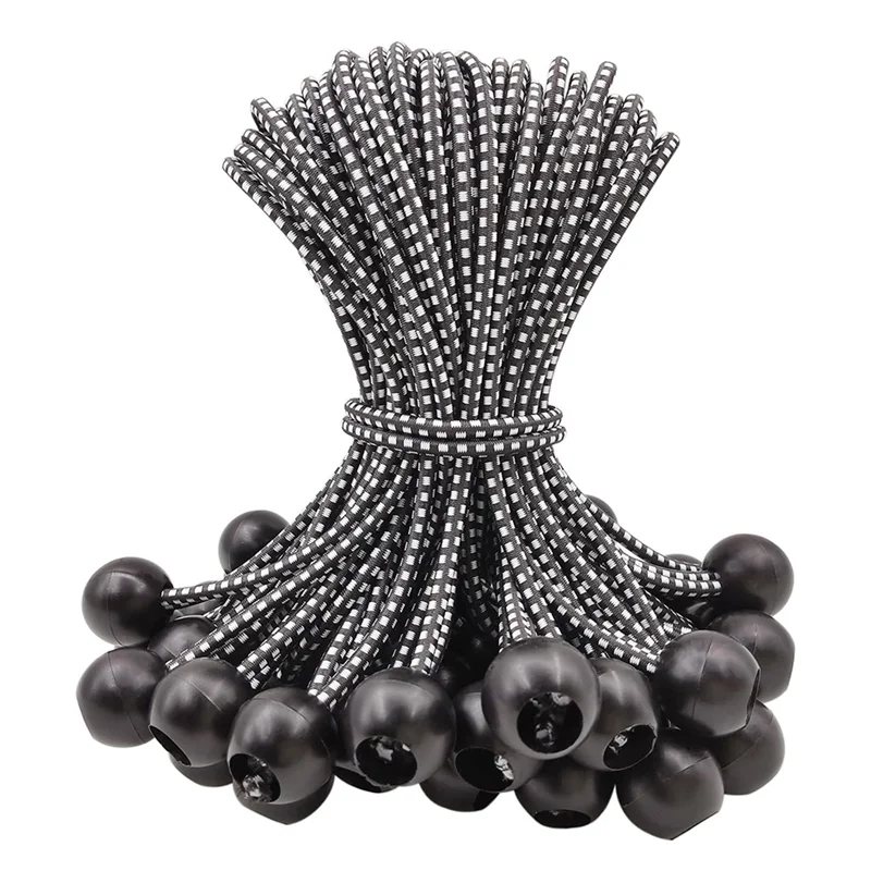 

Y42A-50 PCS 6Inch Tarpaulin Bungee Balls Bungee Cord With Balls Rubber Small Bungee Cords Heavy Duty, Short Elastic Flag Bungees