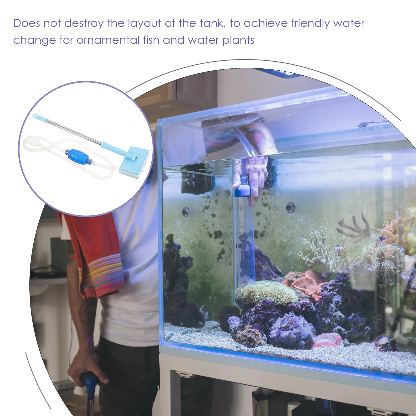 

1 set 1 Set Of Fish Tank Siphon Pump Cleaner Tool For Glass Tanks Non-Slip Handle Household Water Change Fish Tank Accessories