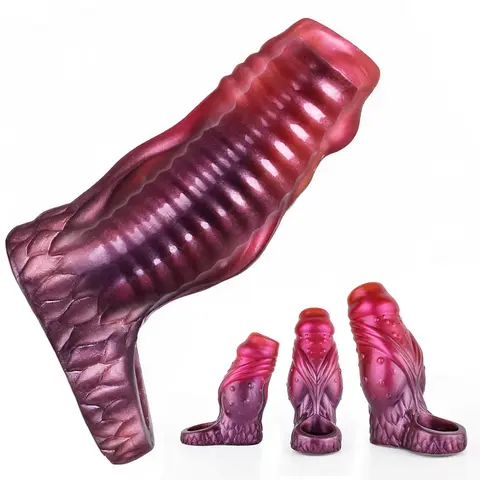NNSX 4 Sizes Open-end Dog Knot Cock Sheath Silicone Granular Penis Sleeve Male Dick Girth Enlargement Sex Toy for Men 18+