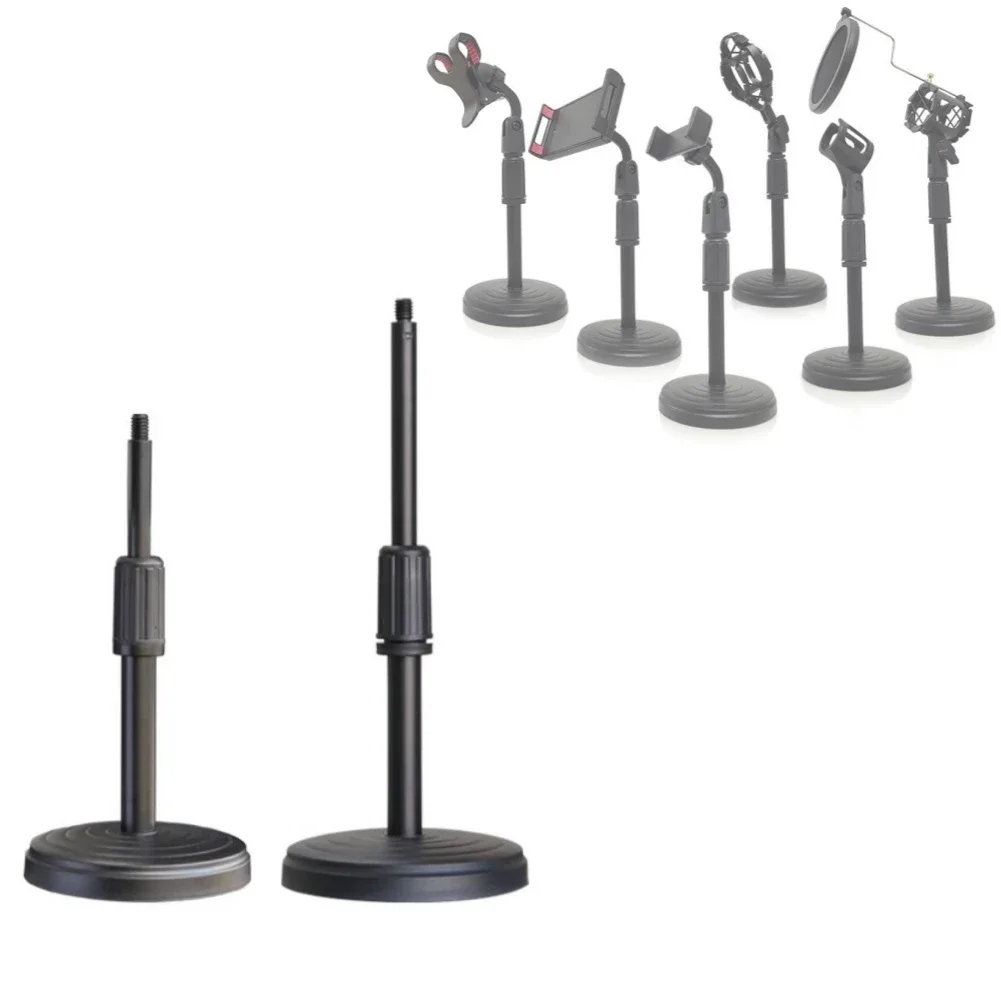 Microphone Bracket Microphone Stand Phone Holder Mic Bracket Round Base Adjustable Height Camera Smartphone Microphone Stand