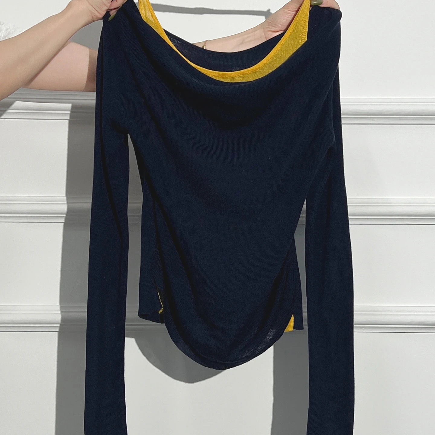 

Long Sleeved T Shirts Quality Womens Spring Petal Cuff Waist Ribbon Soft Trend Art Modern Commuting Youth Simplicity Refined Tee