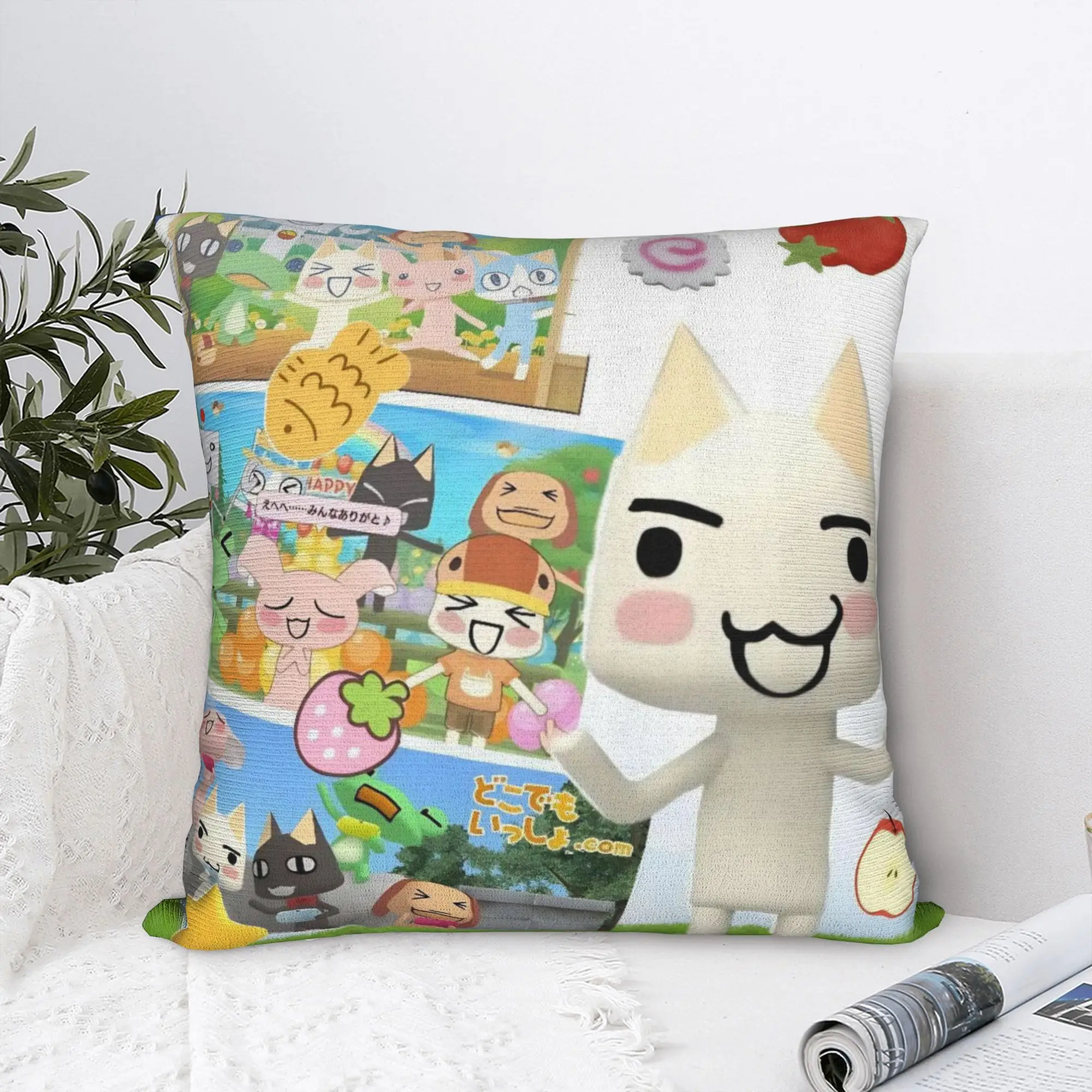 Toro Inoue Cat Square Pillowcases Polyester Seat Cute Cartoon Cushion Case Cute Home Decoration Pillowcase 40*40