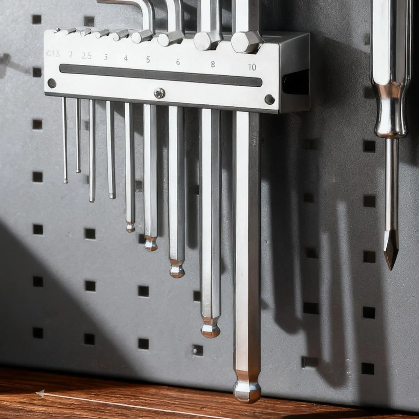 

Держатель шестигранного ключа, настенное крепление, стойка, вмещает 9 инструментов, органайзер для шестигранных ключей для настольного электрика, плотника, производство