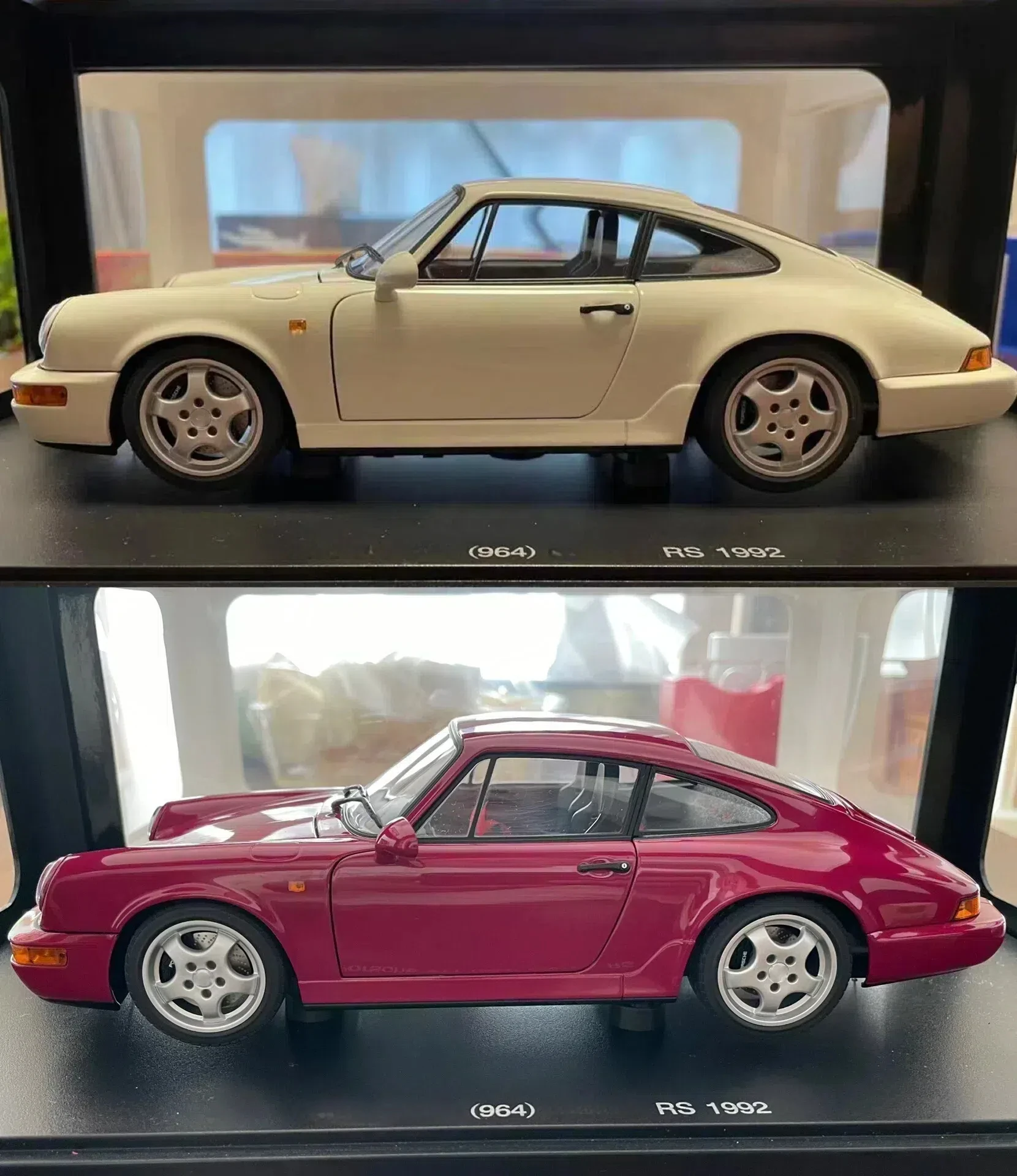 Autoart 1:18 964 Rs 1992 White/Rose Red Simulation Limited Edition All Open Alloy Metal Static Car Model Toy Gift