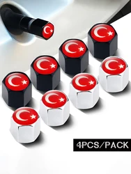 4Pcs/set Car Accessories Turkey Flag Car Air Valve Stem Caps Car Wheel Air Cover Dust Proof For Volkswagen BMW Benz