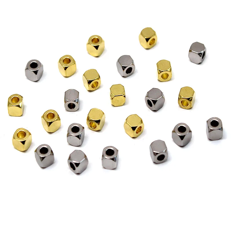

50PCS 2/2.5/3/4mm Stainless Steel Square Beads Cube Loose Spacer Beads for DIY Necklace Bracelet Jewelry Making Accessories