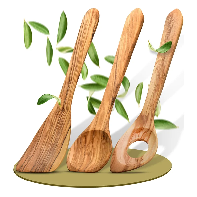 

Handcrafted Olive Wood Cooking Spoon & Spatula, Practical Wooden Utensils Last For So Long,Wooden Cooking Spoons-Best Selling