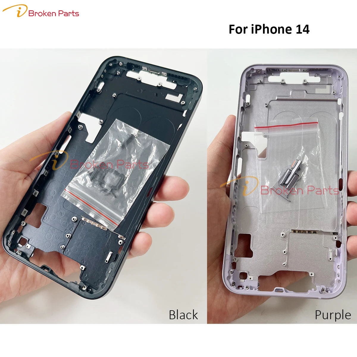 For Apple iPhone 14 plus 14plus Middle Frame Housing Bezel Chassis with Side Button Key Black/Red/Blue/Purple/Green/White