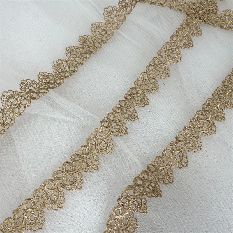 Venice bronze-gold scallop Lace trim Hollow out wave lace for Craft sewing Doll\'s dress Costume Supply DIY Sewing Choker