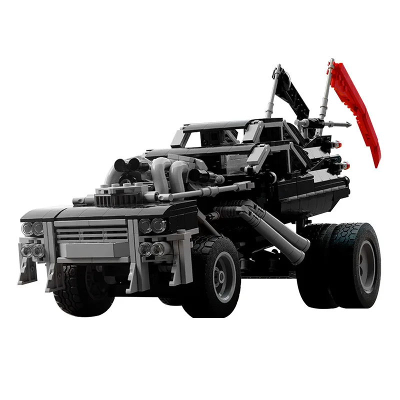 Moc Desert Battlefield película Mad Maxed Gigahorse coche de bloques de construcción negro Interceptor carro juguete de alta tecnología regalo de cumpleaños para niños