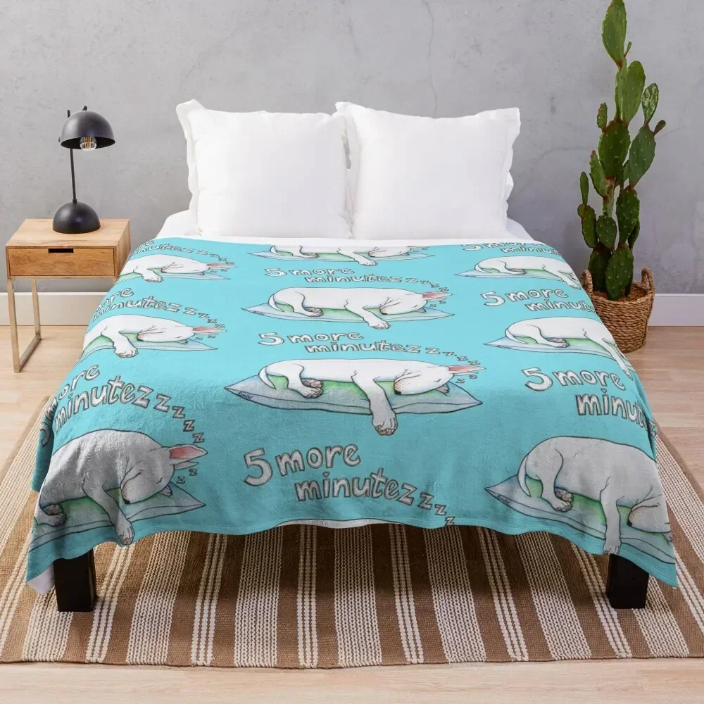 

Bull Terrier sleeping 5 more minutes Throw Blanket Summer Cute Plaid Blankets