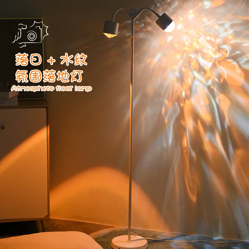 Living room floor-to-ceiling bedroom sunset live stream background premium beauty sunset light
