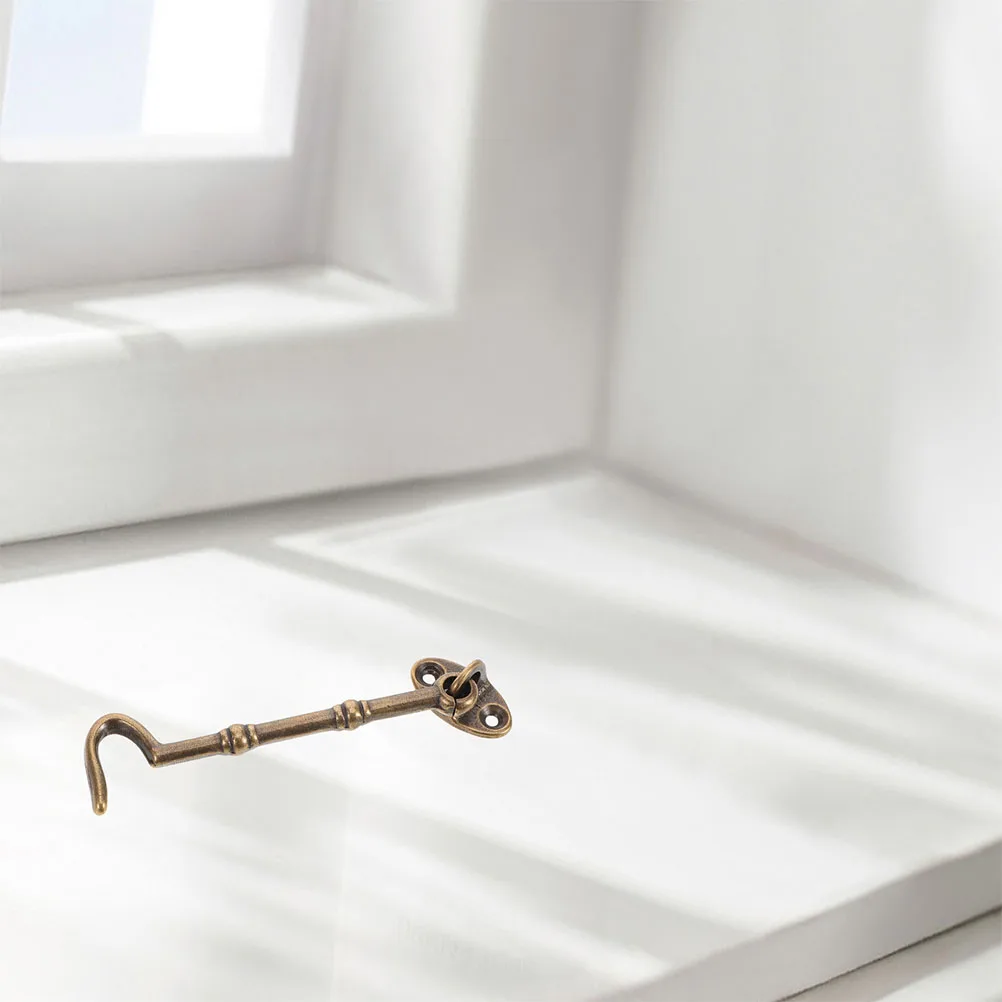 

Rotating Brass Hook Cabinet Latch Door and Eye Latches Hooks for Locking Child Vintage Black