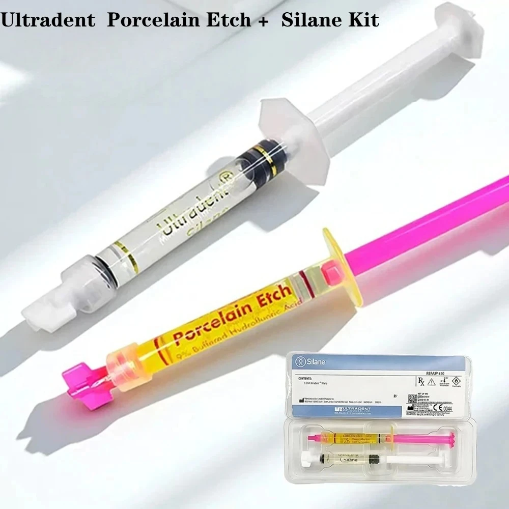 Kit de collage céramique en 2 étapes – Gel HF + Primer Silane, système de gravure et d'accouplement pour les placages et toutes les céramiques