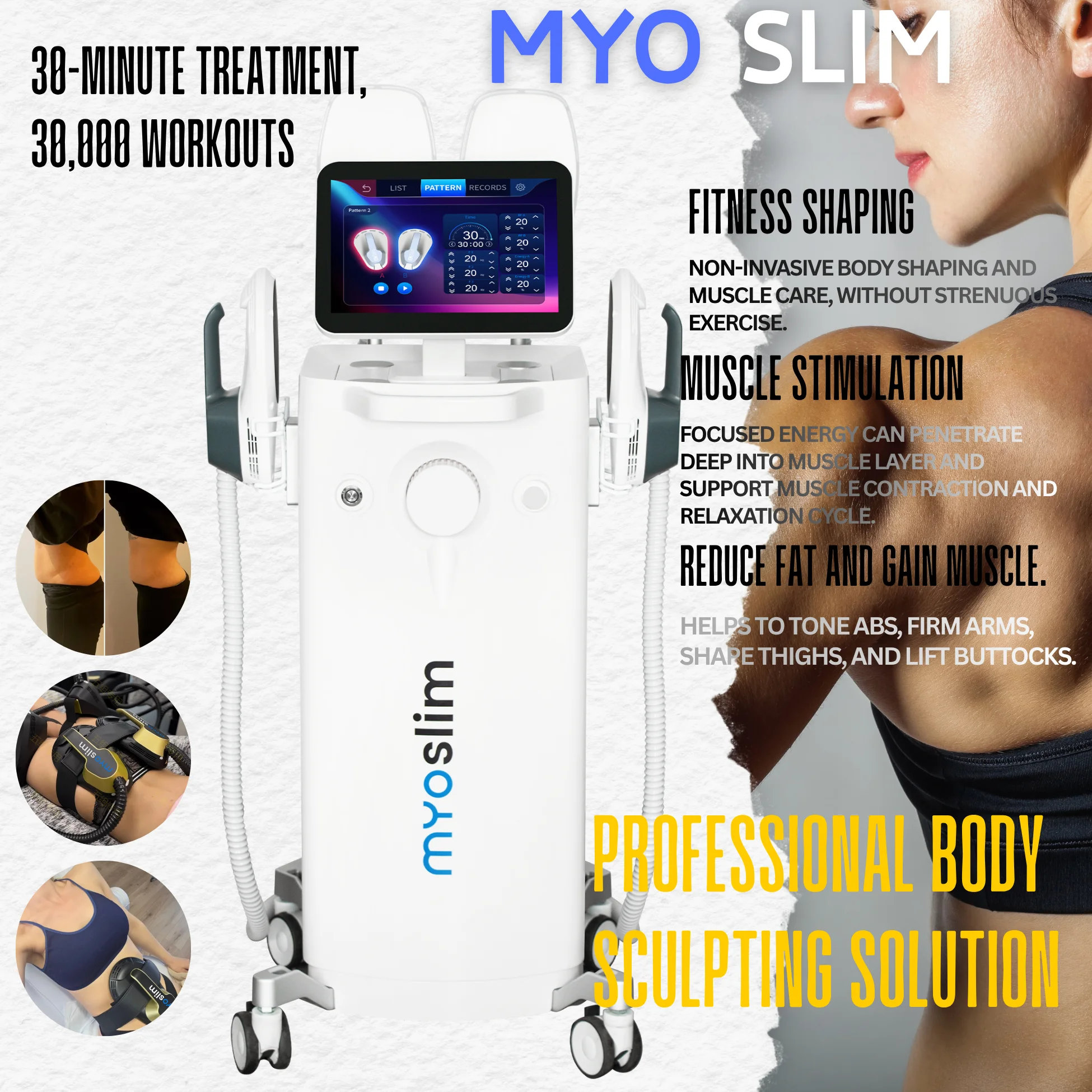 MYOslim 6500W 18 Tesla EMS RF Body Contouring Machine 200Hz Muscle Stimulator Slimming Shaping Salon Spa Commercial Equipment