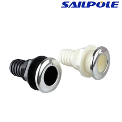 16/19/25/32/38/50 mm Nylon Plastic Bilge Fitting With Stainless steel Rim Bilge Pump Aerator Hose Boat Marine Yacht outlet