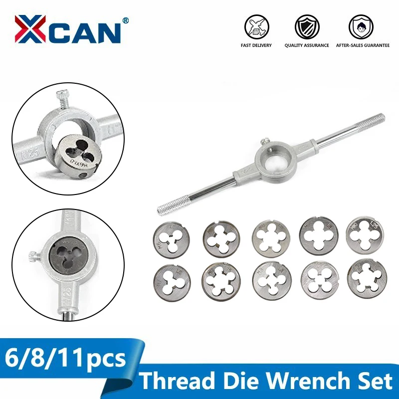 XCAN 6/8/11 sztuk Metric Die klucz zestawy okrągły Die zestaw śruba wątek krany i umrzeć ręcznie narzędzia do gwintowania