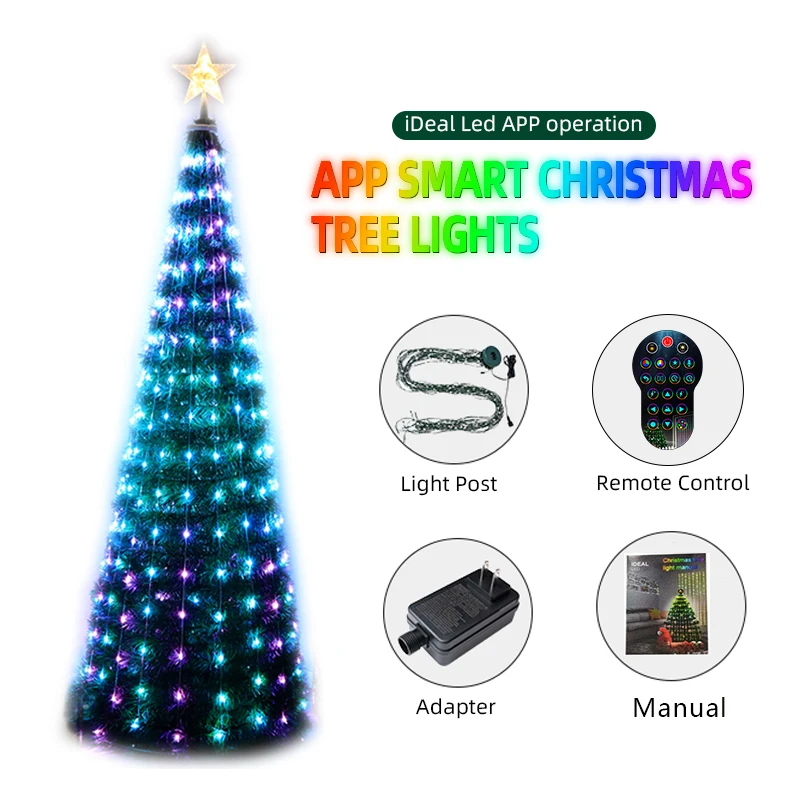 Imagem -06 - Tuya Árvore de Natal Inteligente Guirlanda Led Luzes da Corda de Fadas Controle App Faça Você Mesmo Exibição de Imagem ao ar Livre Festa de Casamento 2.1m Ws2812b