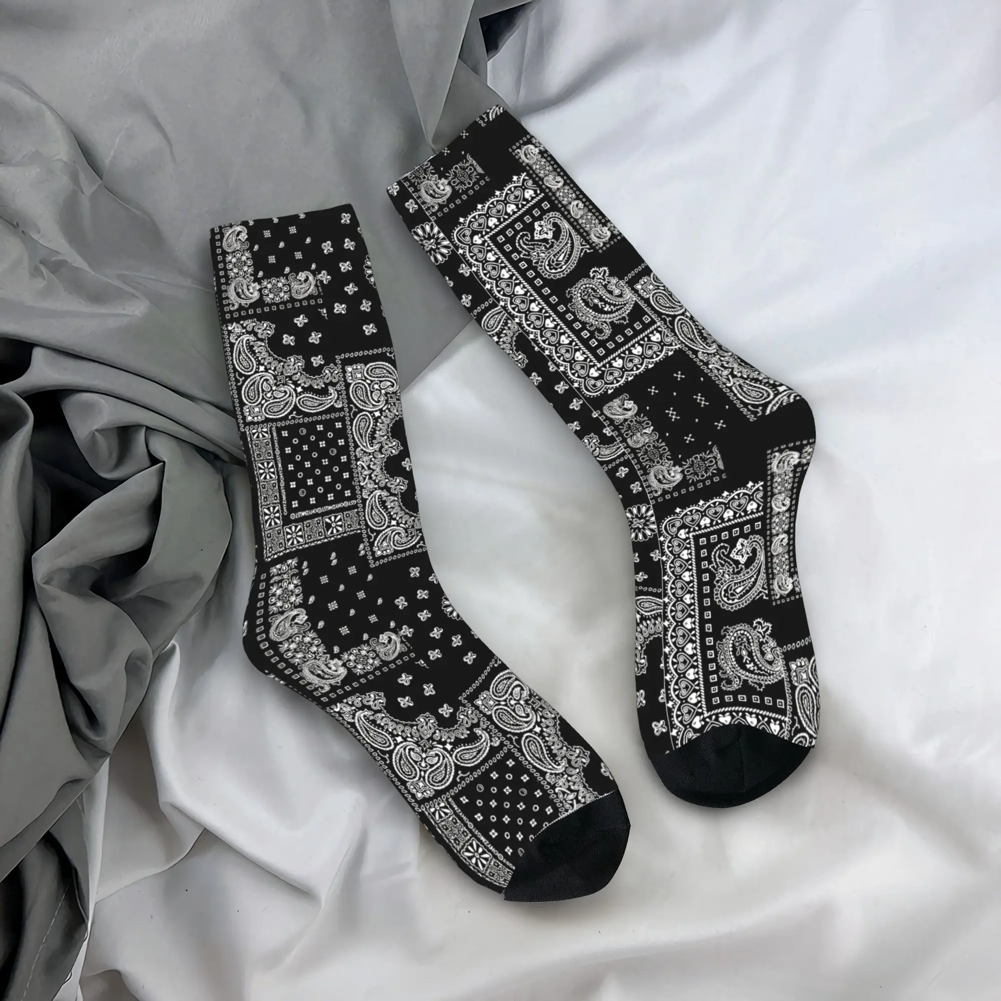 مخصص الأسود باندانا بيزلي رجل طاقم الجوارب للجنسين موضة بوهو البوهيمي الأزهار الملمس الربيع الصيف الخريف الشتاء فستان الجوارب