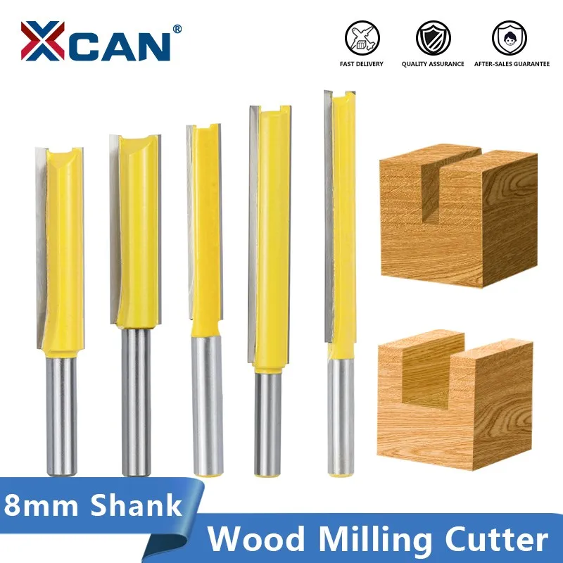 XCAN Flush Trim Router Bit Long 50-76mm Tenon Cutter 8mm Shank Template Pattern Bit Carbide Milling Cutter Wood Router Bits