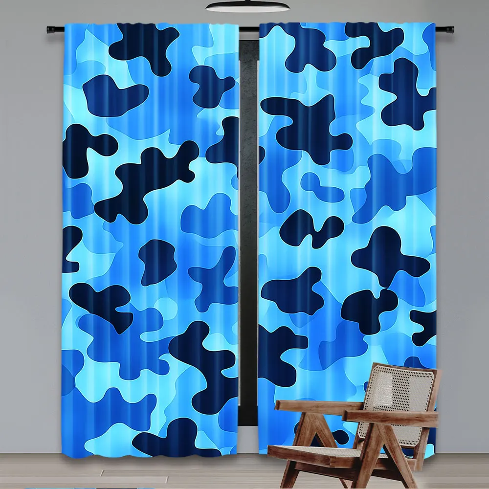 2Pcs Camo Curtain Camouflage Abstract Shapes Design For Privacy Protection And Stylish Home Decor Perfect For Living Room Game