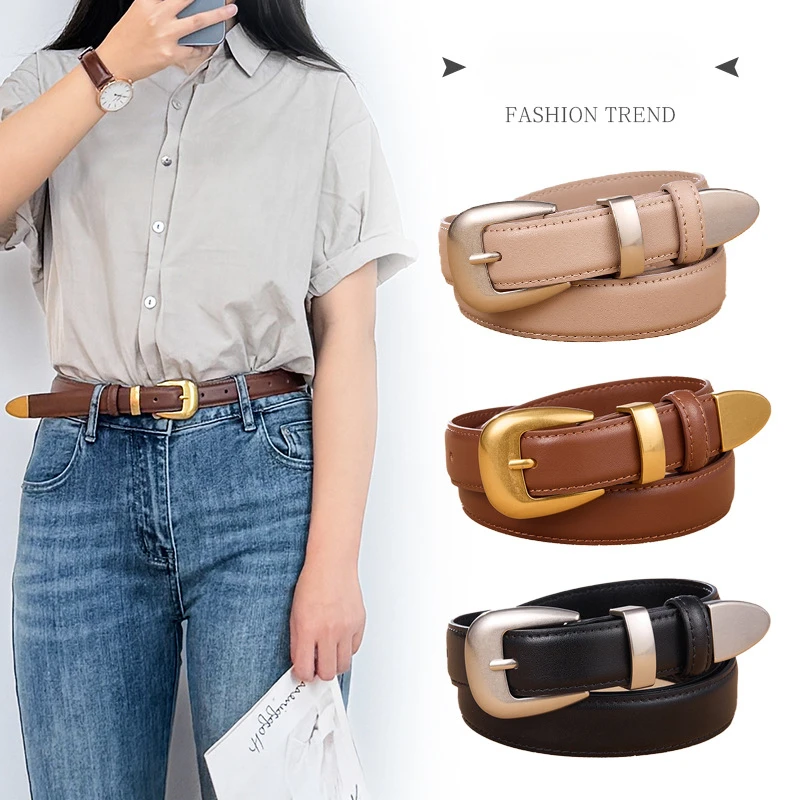 

Double Sided Cowhide Leather Belt, Genuine Leather Women's Belt, High-end and Versatile Decorative Dress Casual Pants Belt
