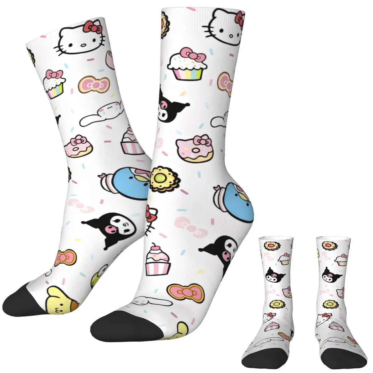 Sanrio Hello Kitty Stockings Men Socks Medium Soft Fashion Socks Autumn Skateboard Anti Bacterial Design Socks Gift Idea