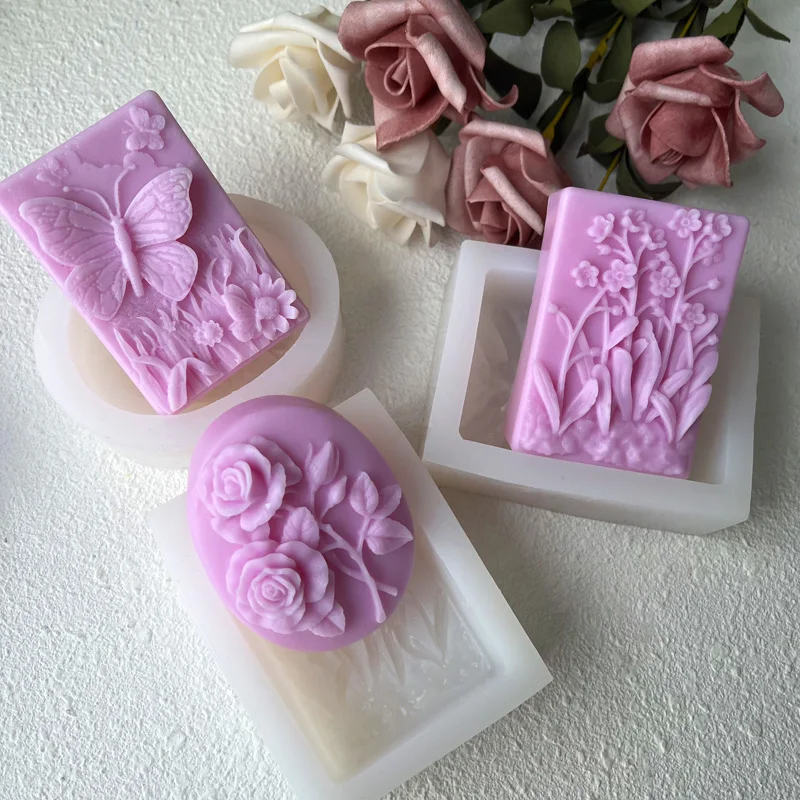 Dargonfly sabão silicone vela molde redondo flor em forma de borboleta diy artesanal sabão fazendo molde