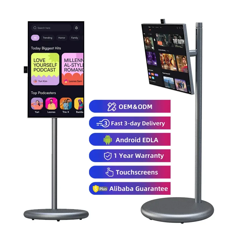 

Wholesale Smart Television Led Display Mobile Lcd Tvs Touch Screen Mon Tor Tablet Pc With Stand 27 Inch Portable Smart TV