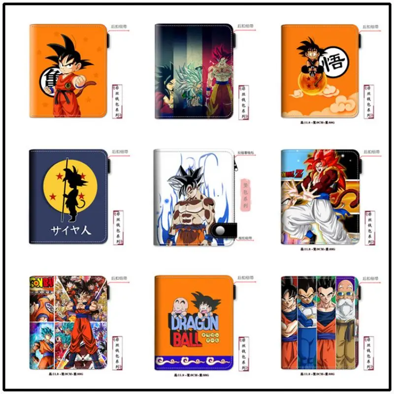 Anime Dragon Ball Son Goku Pu Leather Men Wallet Rfid Anti-Magnetic Cards Holder with Organizer Coin Pocket Money Clips Purse